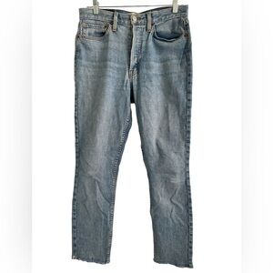 Re/Done Women's High Rise Straight Jeans - Light Blue Wash